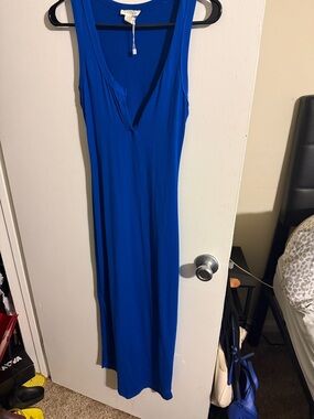 Sleeveless Royal Blue V-Neck Maxi Dress